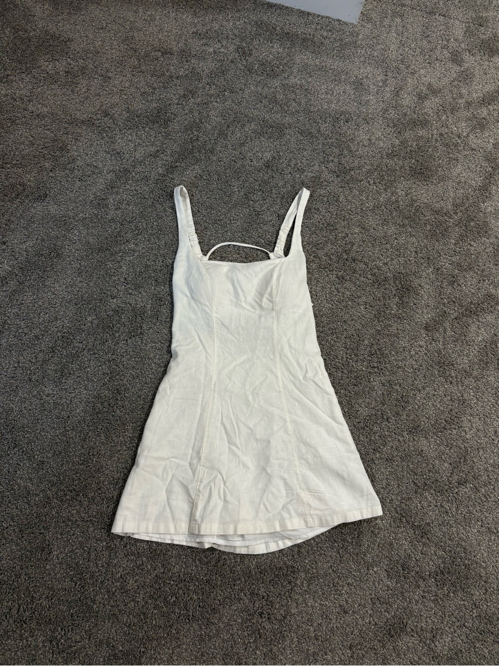 Hollister Open Back White Linen Mini Dress